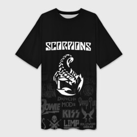 Платье-футболка 3D с принтом Scorpions логотипы рок групп в Курске,  |  | scorpions | группа | клаус майне | маттиас ябс | микки ди | павел мончивода | рудольф шенкер | скорпион | скорпионс | хард | хардрок