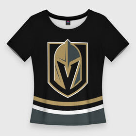 Женская футболка 3D Slim с принтом Vegas Golden Knights NHL в Курске,  |  | Тематика изображения на принте: golden knights | hockey | nhl | vegas | vegas golden knights | вегас | вегас голден найтс | голден найтс | клуб | лого | логотип | нхл | спорт | хокей | хоккей | хоккейный