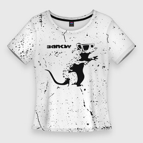 Женская футболка 3D Slim с принтом Banksy крыса в очках в Курске,  |  | banksy | арт | бенкси | бэнкси | в очках | граффити | картина | крыса | мышь | очки | роберт | робин бэнкс | робин ганнингхем | стрит арт | творчество | художник