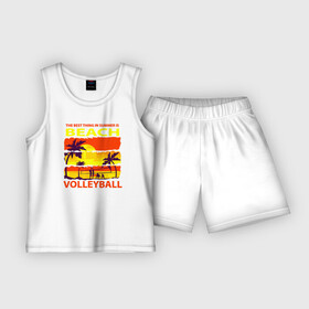 Детская пижама с шортами хлопок с принтом Летом лучше всего заниматься пляжным волейболом в Курске,  |  | volleyball | волейбол | волейболист | волейбольный | вфв | мяч | пляжный волейбол | спорт