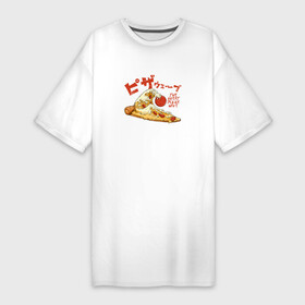 Платье-футболка хлопок с принтом The Great Pizza Wave в Курске,  |  | anime | азия | аниме | большая волна | большая волна в канагаве | вкусный | вкусняшка | волна | еда | иероглиф | искусство | китай | корея | пицца | япония | японский