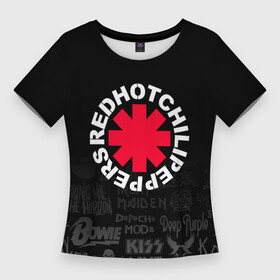 Женская футболка 3D Slim с принтом Red Hot Chili Peppers Логотипы рок групп в Курске,  |  | chili | hot | music | peppers | red hot chili peppers | rock | музыка | ред хот чили пеперс | рок