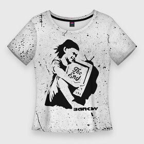 Женская футболка 3D Slim с принтом BANKSY  БЭНКСИ девочка с телевизором в Курске,  |  | banksy | арт | бенкси | бэнкси | граффити | девочка | картина | роберт | робин бэнкс | робин ганнингхем | с телевизором | стрит арт | творчество | художник