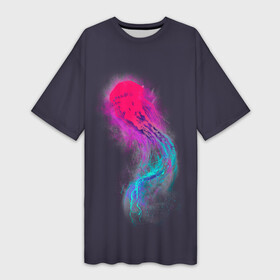 Платье-футболка 3D с принтом Медуза. Градиент. Неон в Курске,  |  | colors | dust | fog | glow | gradient | jellyfish | light | neon | ocean | paints | sea | градиент | краски | медуза | море | неон | океан | пыль | свет | свечение | туман | цвета