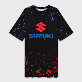 Платье-футболка 3D с принтом SUZUKI брызги красок в Курске,  |  | 2020 | auto | sport | suzuki | авто | автомобиль | автомобильные | бренд | марка | машины | спорт | сузуки