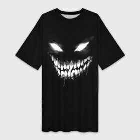 Платье-футболка 3D с принтом Неоновое лицо монстра в Курске,  |  | dead | demon | devil | face | ghoul | inside | monster | true | zxc | внутри | гуль | дед | демон | дьявол | инсайд | лицо | мертвый | монстр | монстра | неон | неоновое | чудовище