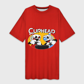 Платье-футболка 3D с принтом Cuphead and Mugman Gamers в Курске,  |  | animation | cup | cuphead | mugman | retro | shooter | анимация | капхед | кружечка | магмен | ретро | чашек | чашка | чашкоголовый