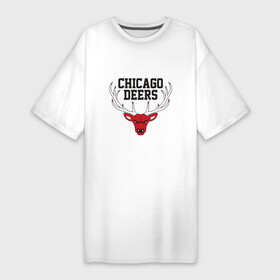 Платье-футболка хлопок с принтом Chicago Deers в Курске,  |  | basketball | bulls | chicago | deer | game | jordan | nba | sport | баскетбол | баскетболист | буллс | джордан | животные | игра | мяч | нба | олень | спорт | спортсмен | чикаго
