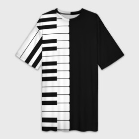 Платье-футболка 3D с принтом Черно Белое Пианино (Piano) в Курске,  |  | Тематика изображения на принте: clavichord | grand piano | harpsichord | octaves | piano | spinet | бетховен | звук | клавесин | клавиатура | клавикорд | клавиши | классическая музыка | моцарт | музыка | музыкальный инструмент | музыкант | октавы | пальцы