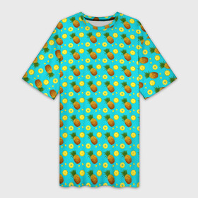 Платье-футболка 3D с принтом Много ананасов в Курске,  |  | ананас | ананасы | арт | летний принт | лето | маленький принт | маленький рисунок | мелкий принт | мелкий рисунок | много ананасов | рисунок