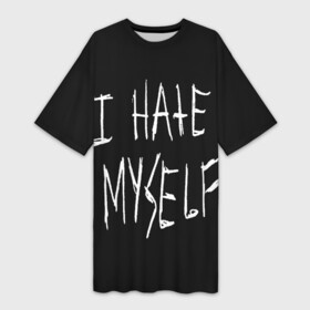 Платье-футболка 3D с принтом True Ghoul  Rough Inscription в Курске,  |  | dead | ghoul | hate | i | inscription | inside | myself | rough | true | zxc | внутри | гуль | дед | инсайд | мертвый | надпись | ненавижу | себя | я