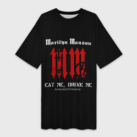 Платье-футболка 3D с принтом Marilyn Manson MM в Курске,  |  | goth | gothic | manson | marilyn | metal | mm | music | rock | гот | готы | метал | мэнсон | мэрилин | рок