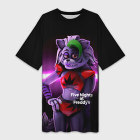 Платье-футболка 3D с принтом Five Nights at Freddy s: Security Breach Волчица Роксанна (Roxanne Wolf) в Курске,  |  | 5 ночей с фредди | five nights at freddys | roxanne | security breach | wolf | аниматроники | волк | волчица | игра | компьютерная игра | роксанна | фредди