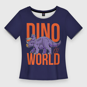 Женская футболка 3D Slim с принтом Dino World в Курске,  |  | dinosaur | dinosaur era | pangolin | predator | pterodactyl | reptile | reptiloid | the dragon | the serpent | tyrannosaurus | динозавр | дракон | ледниковый период | птеродактиль | тираннозавр | хищник | эра динозавров | ю