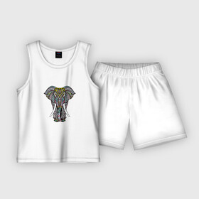 Детская пижама с шортами хлопок с принтом Indian elephant в Курске,  |  | Тематика изображения на принте: elephant | indian | mandala | yoga | инди | индийский | орнамент | слон