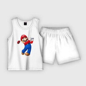 Детская пижама с шортами хлопок с принтом Марио  крутейший гольфист  Super Mario в Курске,  |  | dude | eyes | golf | moustache | player | super mario | video game | видеоигра | глаза | гольф | игрок | марио | усы | чувак