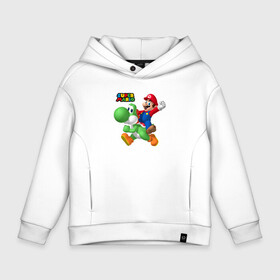 Детское худи Oversize хлопок с принтом Mario and Yoshi   Super Mario в Курске, френч-терри — 70% хлопок, 30% полиэстер. Мягкий теплый начес внутри —100% хлопок | боковые карманы, эластичные манжеты и нижняя кромка, капюшон на магнитной кнопке | friends | moustache | super mario | video game | yoshi | видеоигра | друзья | йоши | марио | усы