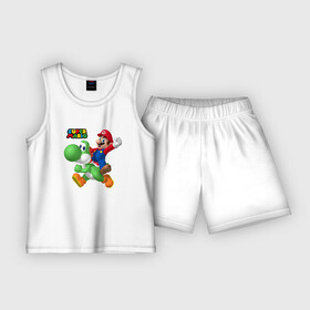 Детская пижама с шортами хлопок с принтом Mario and Yoshi  Super Mario в Курске,  |  | friends | moustache | super mario | video game | yoshi | видеоигра | друзья | йоши | марио | усы