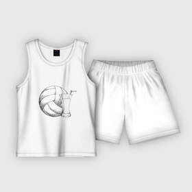 Детская пижама с шортами хлопок с принтом Volleyball Juice в Курске,  |  | game | sport | volley | volleyball | волейбол | волейболист | волейболистка | игра | мяч | спорт | спортсмен | тренер