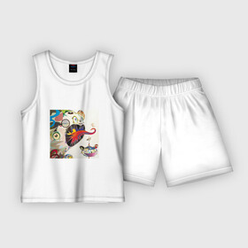 Детская пижама с шортами хлопок с принтом Little white ТМ в Курске,  |  | artist | colors | flowers | japanart | takashi | искусство | картины | художник