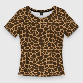 Женская футболка 3D Slim с принтом Пятна Шкуры Жирафа в Курске,  |  | animals | giraffe | safari | zoo | африка | дикая природа | животные | жираф | звери | зоопарк | кожа жирафа | мода | мозаика | пятна | саванна | сафари