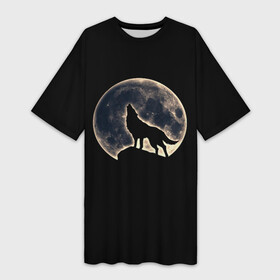 Платье-футболка 3D с принтом Силуэт волка под луной в Курске,  |  | Тематика изображения на принте: beast | full | full moon | glow | light | lunar | moon | night | rock | silhouette | sunset | under | werewolf | wolf | бист | волк | волка | закат | зверь | луна | лунное | лунный | луной | ночь | оборотень | под | полнолуние | сансет | свет | свечение |