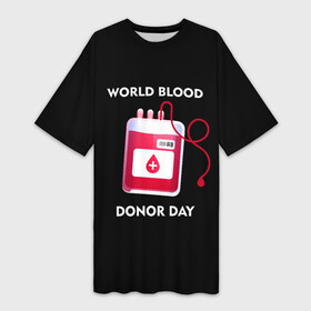 Платье-футболка 3D с принтом Капельница в Курске,  |  | благотворительность | донор | капельница | капля | крест | кровь | медицина | надпись