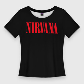 Женская футболка 3D Slim с принтом Nirvana in Red в Курске,  |  | 90 | batman | grunge | kurt cobain | nirvana | rock | бетмен | бэтмен | гранж | курт кобейн | музыка | нирвана | рок