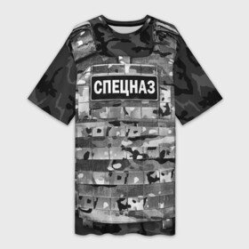 Платье-футболка 3D с принтом Бронежилет  спецназ России в Курске,  |  | army | body armor | camouflage | chevron | emblem | military | russian flag | soldier | special forces | troops | армия | бронежилет | военный | войска | камуфляж | солдатский | спецназ | флаг россии | шеврон | эмблема