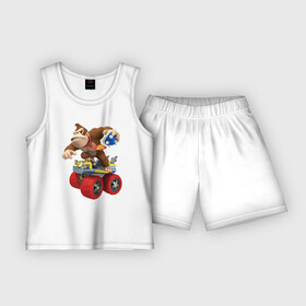 Детская пижама с шортами хлопок с принтом Donkey Kong  Super Mario  Nintendo в Курске,  |  | car | donkey kong | jaw | nintendo | super mario | teeth | video game | автомобиль | видеоигра | обезьяна | супер марио