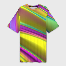 Платье-футболка 3D с принтом Красочные разводы в Курске,  |  | b | background | bright | bright stripes | case for | case on | color | colorful | pink | shiny background | streaks | top | trending | yellow | блестящий фон | в топе | в тренде | желтый | красочные | разводы | розовый | фон | цветной | чехол для | чехол