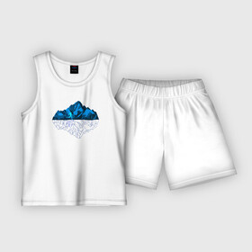 Детская пижама с шортами хлопок с принтом Mountains Run в Курске,  |  | бег | беги | горы | девочка | девушка | женщина | здоровье | йога | лес | ориентирование | спорт | фитнес | хайкинг | ходьба