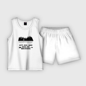 Детская пижама с шортами хлопок с принтом Беги в Горы в Курске,  |  | бег | беги | горы | девочка | девушка | женщина | здоровье | йога | лес | ориентирование | спорт | фитнес | хайкинг | ходьба