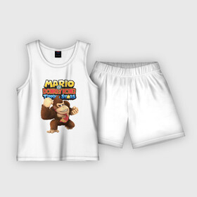 Детская пижама с шортами хлопок с принтом Mario Donkey Kong  Nintendo  Gorilla в Курске,  |  | donkey kong | eyes | fist | mario | monkey | muzzle | nintendo | paws | video game | видеоигра | глаза | кулак | лапы | марио | нинтендо | обезьяна