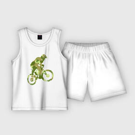 Детская пижама с шортами хлопок с принтом BMX Camouflage Retro в Курске,  |  | bicycle | bike | bmx | bmx camouflage retro | camouflage | cycle | аквапед | байк | велосипед | велосипедист | велоспорт | зеленый | камок | камуфляж | камуфляжный | маскировка | милитари | раскраска | расцветка | ровер | спорт