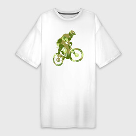 Платье-футболка хлопок с принтом BMX Camouflage Retro в Курске,  |  | bicycle | bike | bmx | bmx camouflage retro | camouflage | cycle | аквапед | байк | велосипед | велосипедист | велоспорт | зеленый | камок | камуфляж | камуфляжный | маскировка | милитари | раскраска | расцветка | ровер | спорт