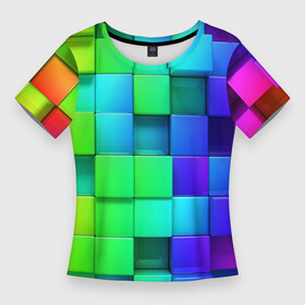 Женская футболка 3D Slim с принтом Color geometrics pattern  Vanguard в Курске,  |  | color | fashion | neon | pattern | vanguard | авангард | мода | неон | узор | цвет
