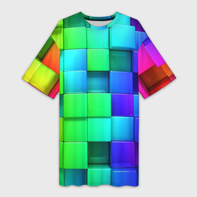 Платье-футболка 3D с принтом Color geometrics pattern  Vanguard в Курске,  |  | color | fashion | neon | pattern | vanguard | авангард | мода | неон | узор | цвет