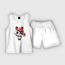 Детская пижама с шортами хлопок с принтом Панда Пират  Panda в Курске,  |  | panda | pirate | медведь | мишка | панда | пират