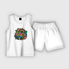 Детская пижама с шортами хлопок с принтом Джунгли и Цветы в Курске,  |  | абстракция | веселье | весна | джунги | природа | узоры | цветы
