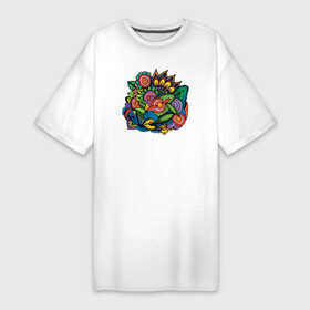 Платье-футболка хлопок с принтом Джунгли и Цветы в Курске,  |  | абстракция | веселье | весна | джунги | природа | узоры | цветы