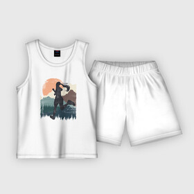Детская пижама с шортами хлопок с принтом Горная Бегунья в Курске,  |  | бег | беги | горы | девочка | девушка | женщина | здоровье | йога | лес | ориентирование | спорт | фитнес | хайкинг | ходьба