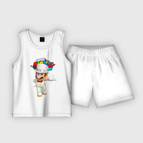 Детская пижама с шортами хлопок с принтом Super Mario Odyssey  Nintendo в Курске,  |  | eyes | hat | hero | moustache | nintendo | odyssey | super mario | video game | видеоигра | герой | глаза | супер марио | усы | шляпа