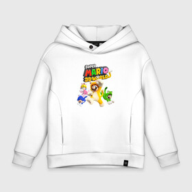 Детское худи Oversize хлопок с принтом Super Mario 3D World   Nintendo   Team of heroes в Курске, френч-терри — 70% хлопок, 30% полиэстер. Мягкий теплый начес внутри —100% хлопок | боковые карманы, эластичные манжеты и нижняя кромка, капюшон на магнитной кнопке | cat | ears | luigi | nintendo | paws | princess peach | super mario | tail | team | video game | видеоигра | кот | котёнок | кошка | лапы | луиджи | нинтендо | супер марио | уши | хвост