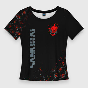 Женская футболка 3D Slim с принтом cyberpunk 2077  samurai  Паттерн в Курске,  |  | cd project red | cyberpunk 2077 | keanu reeves | samurai | the witcher | ведьмак | киану ривз | киберпанк 2077 | самураи