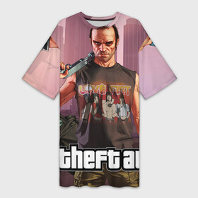 Платье-футболка 3D с принтом GTA 5 Gangsters в Курске,  |  | automat | bag | city | gangsters | gta | gta 5 | gun | love fist | money | shotgun | автомат | гангстеры | город | гта | гта 5 | деньги | дробовик | пистолет | сумка