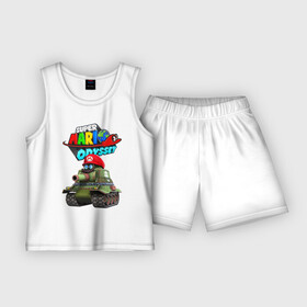 Детская пижама с шортами хлопок с принтом Tank  Super Mario Odyssey в Курске,  |  | Тематика изображения на принте: eyes | moustache | super mario | tank | video game | видеоигра | глаза | супер марио | танк | усы