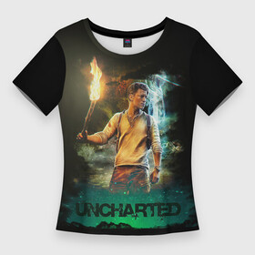 Женская футболка 3D Slim с принтом Uncharted Tom Holland в Курске,  |  | antonio banderas | mark wahlberg | tom holland | uncharted | анчартед | карты | компас | на картах не значится | том холланд | унчартед