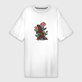 Платье-футболка хлопок с принтом ХОРЕК в Курске,  |  | animal | ermine | ferret | forest | nature | weasel | горностай | животное | ласка | лес | природа | хорек