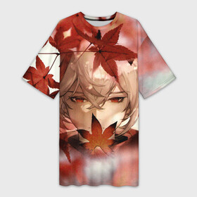 Платье-футболка 3D с принтом Кадзуха и кленовые листья в Курске,  |  | anemo | game | genshin impact | kaedehara | kazuha | анемо | аниме | геншин импакт | игра | кадзуха | казуха | каэдэхара | первоначальный бог